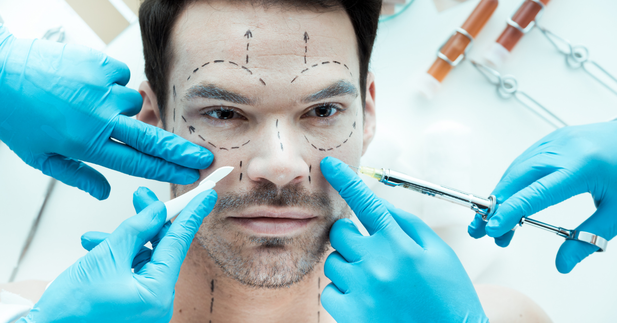 Plastic surgeons are focused on reconstructive procedures on men's face.